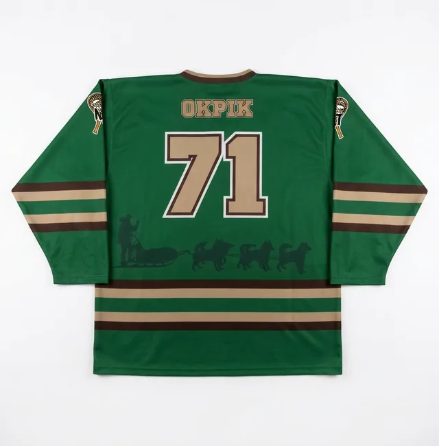 Green & Gold Ice Hockey Jersey, view 2