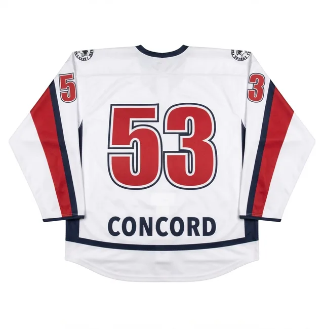 White, Navy & Red Ice Hockey Jersey, view 2