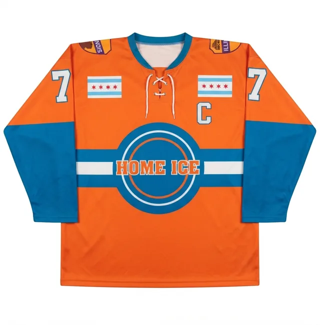 Orange & Blue Ice Hockey Jersey