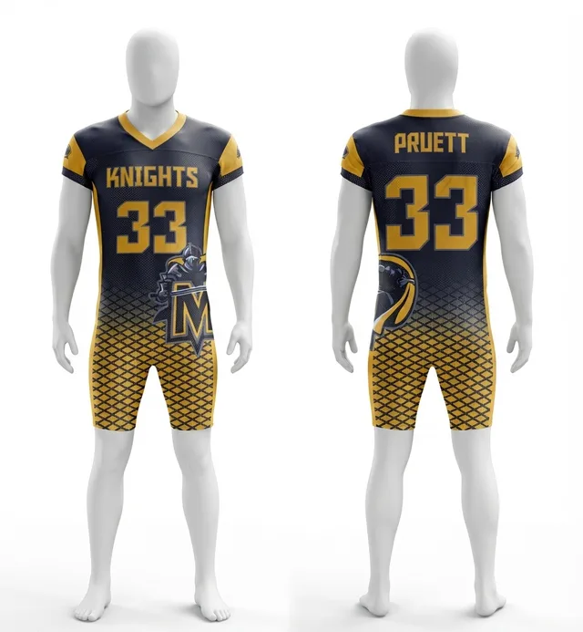Navy & Gold Knight American Football Jersey, reference view