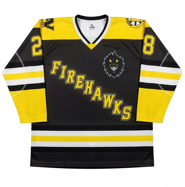 Black, Yellow & White Ice Hockey Jersey