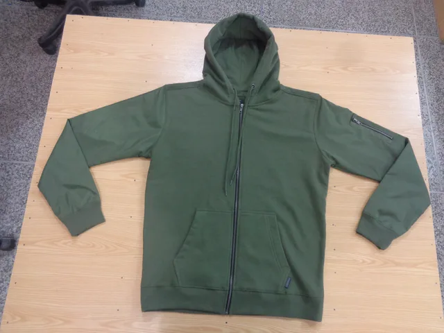 Olive Green Casual Hoodie, view 2