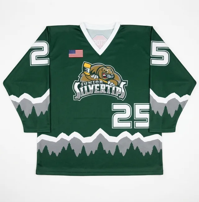 Dark Green & White Ice Hockey Jersey, reference view
