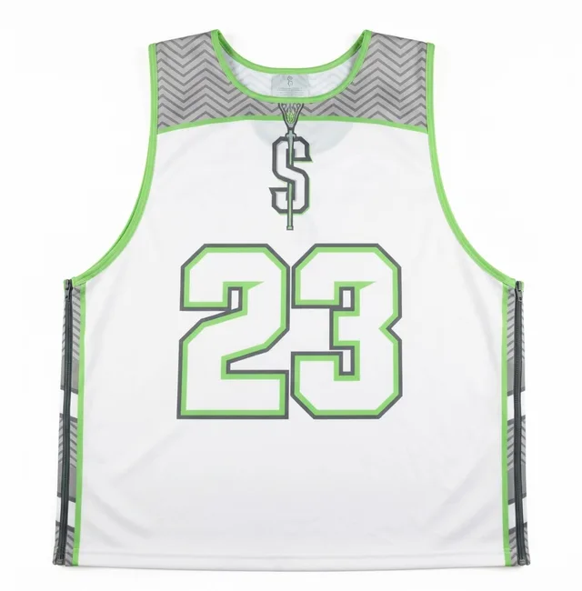 White, Grey & Green Lacrosse Jersey, reference view