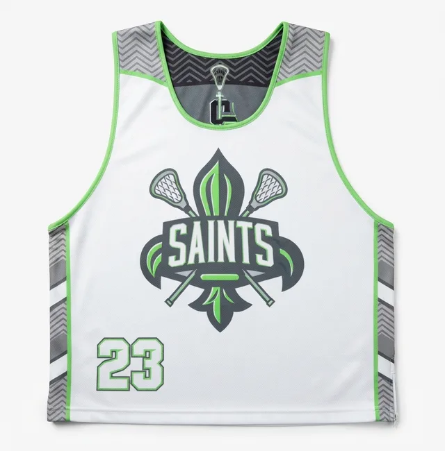 White, Grey & Green Lacrosse Jersey, view 4