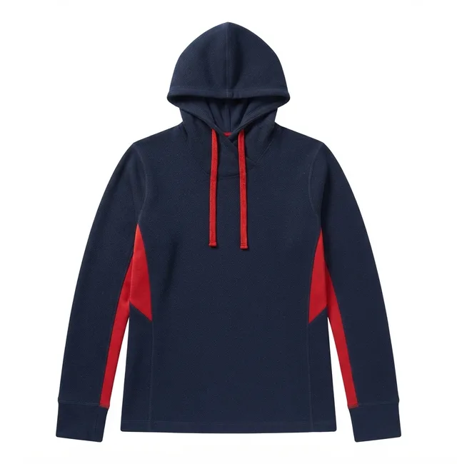 Navy & Red Casual Hoodie