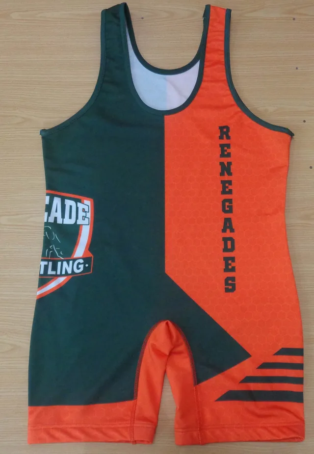 Orange & Dark Green Wrestling Singlet, view 2