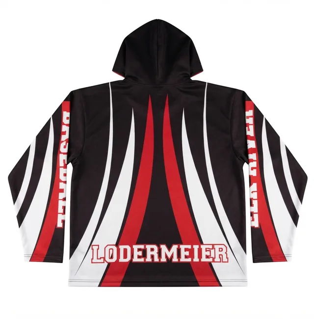 Black, Red & White Custom Hoodie, view 2