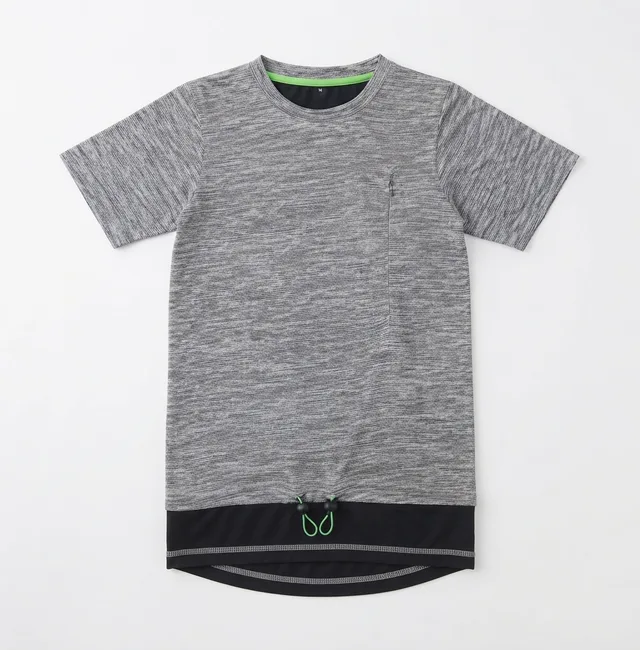Grey, Black & Green Casual T-Shirt