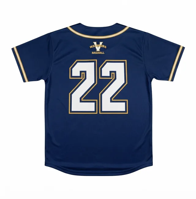 Blue & Gold Button-Front Baseball Jersey, view 2