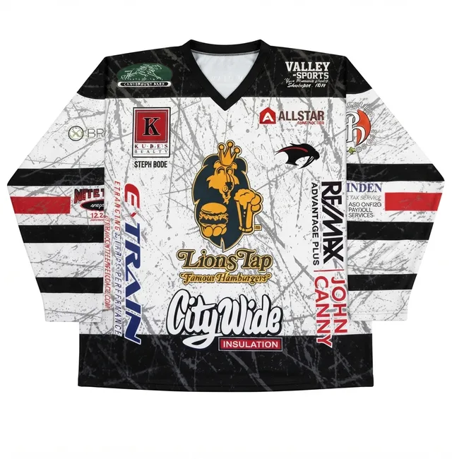 White, Black & Red Ice Hockey Jersey, view 2
